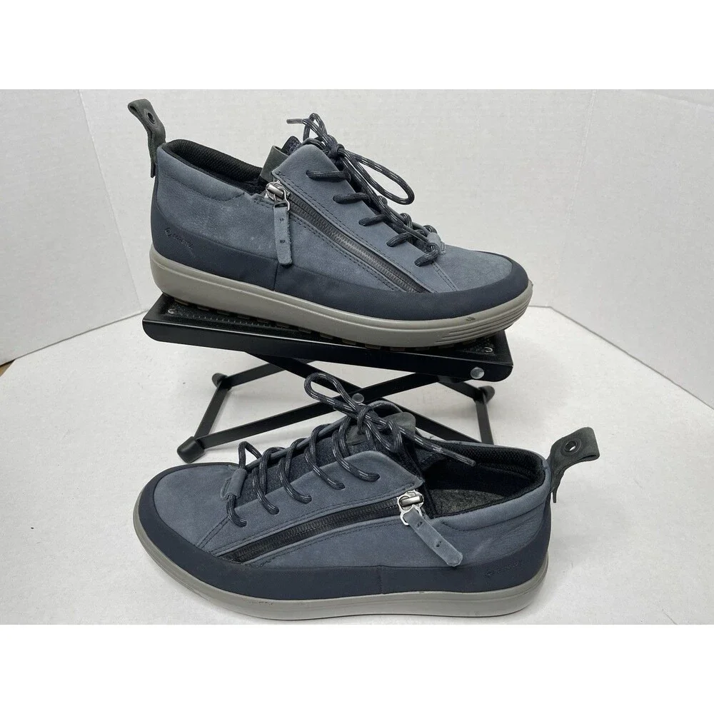 Ecco Gore Tex Womens Lace Up Zip Up Blue Shoes Women’s 9.5 ,EU 40 ,Men Size 7